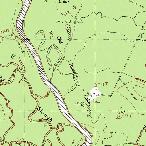 Topographic Map of Old River Lakes, TX