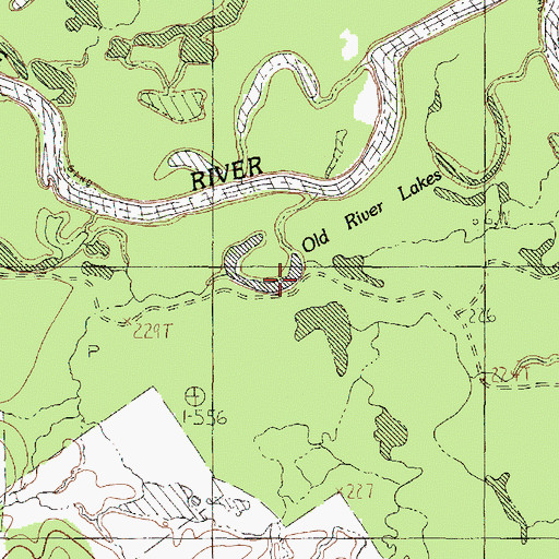 Topographic Map of Old River Lakes, TX