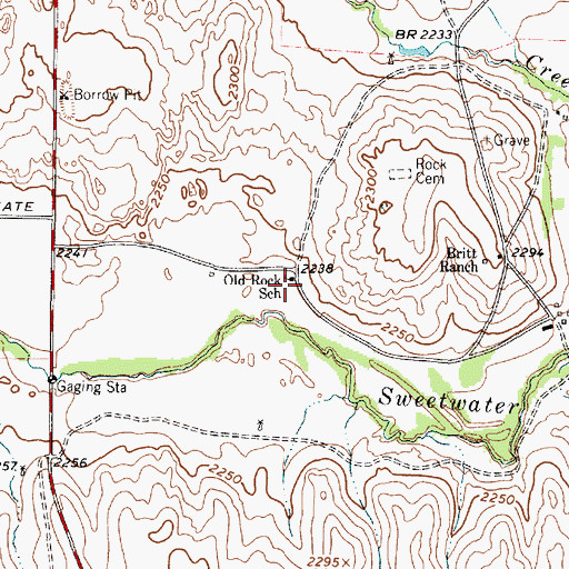 Topographic Map of Old Rock School, TX