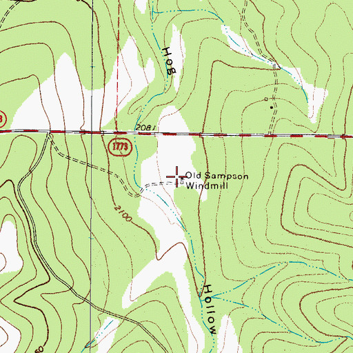 Topographic Map of Old Sampson Windmill, TX