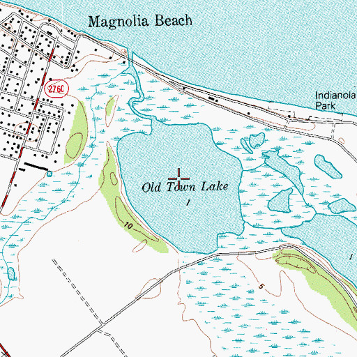 Topographic Map of Old Town Lake, TX