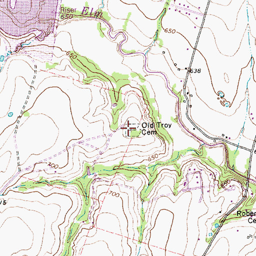 Topographic Map of Old Troy Cemetery, TX