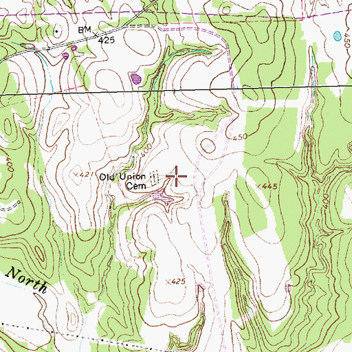 Topographic Map of Old Union Cemetery, TX
