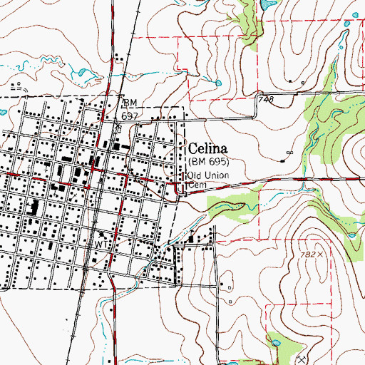 Topographic Map of Old Union Cemetery, TX