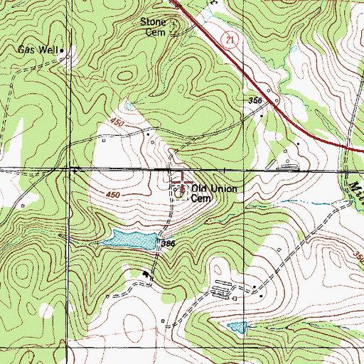 Topographic Map of Old Union Church, TX