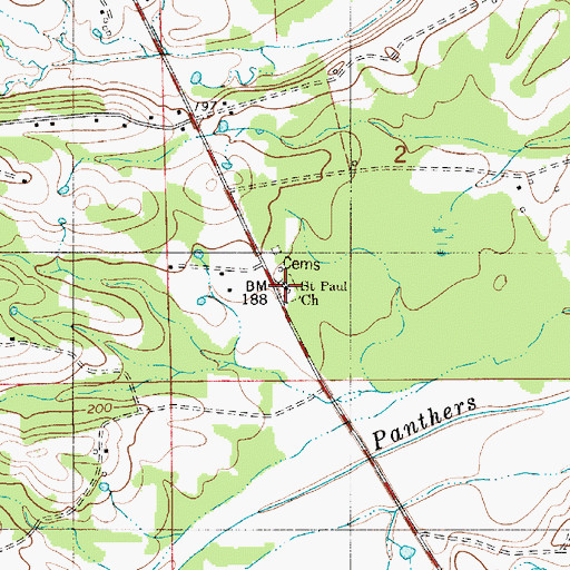 Topographic Map of Saint Paul Church, AL