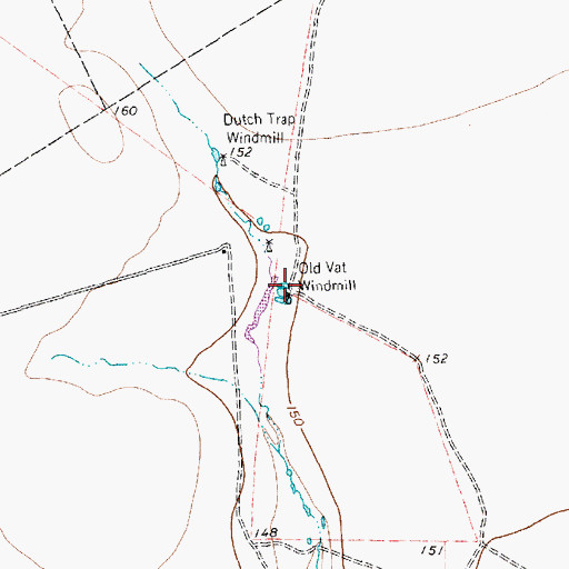 Topographic Map of Old Vat Windmill, TX