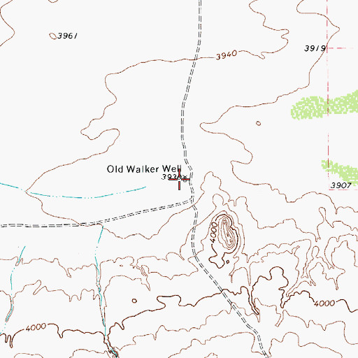 Topographic Map of Old Walker Well, TX