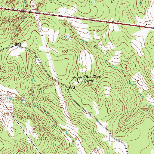 Topographic Map of Old Zion Cemetery, TX