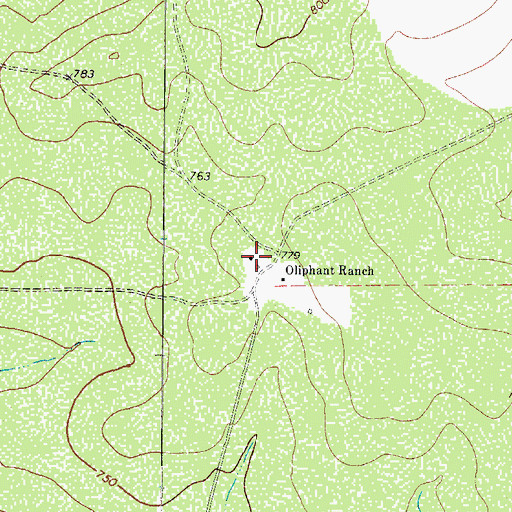 Topographic Map of Oliphant Ranch, TX