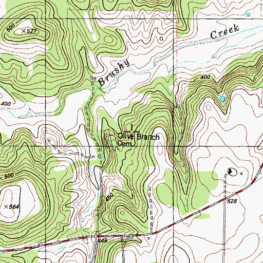 Topographic Map of Olive Branch Church, TX