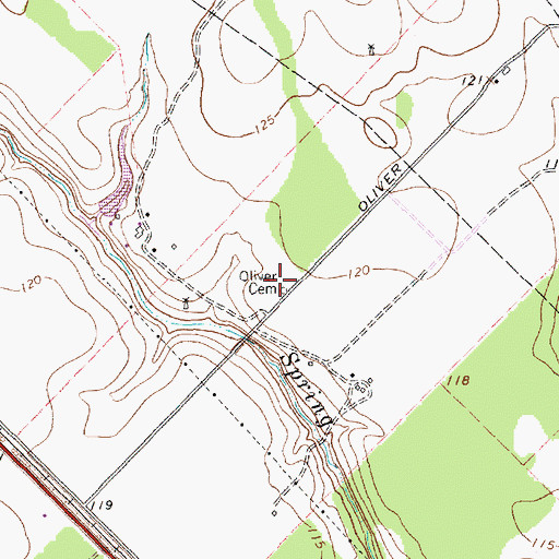 Topographic Map of Oliver Cemetery, TX