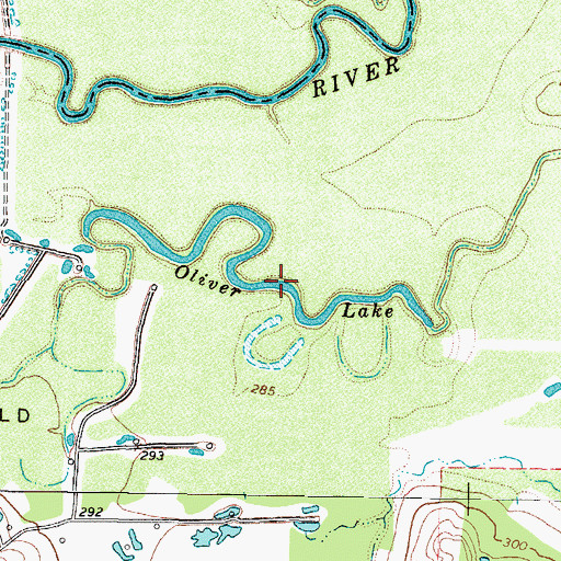 Topographic Map of Oliver Lake, TX