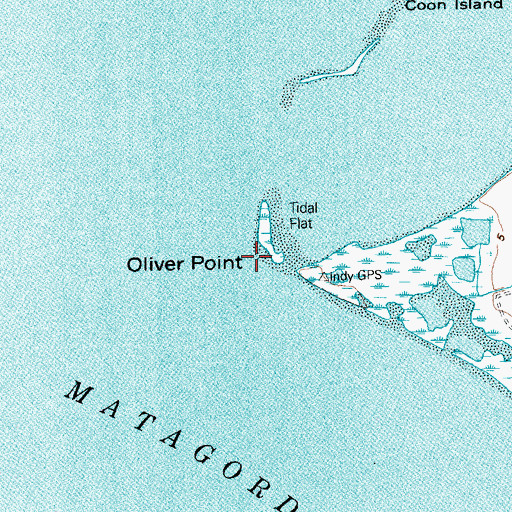 Topographic Map of Oliver Point, TX