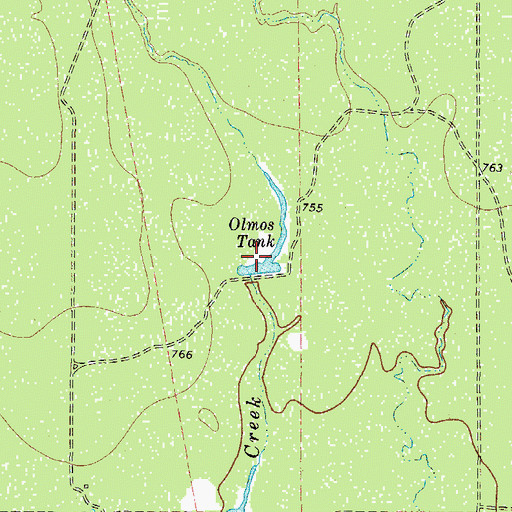 Topographic Map of Olmos Tank, TX