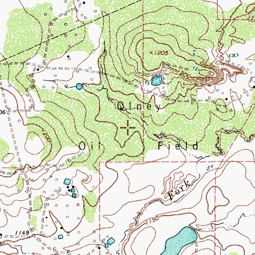 Topographic Map of Olney Oil Field, TX