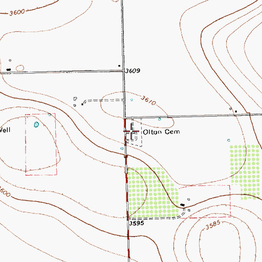 Topographic Map of Olton Cemetery, TX