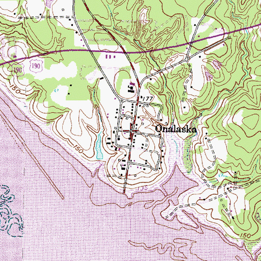 Topographic Map of Onalaska, TX