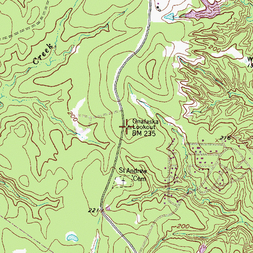 Topographic Map of Onalaska Lookout, TX