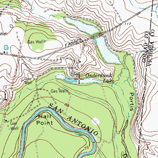 Topographic Map of Onderdunk Lake, TX