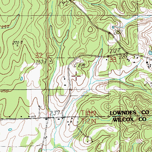 Topographic Map of Sills Cemetery, AL