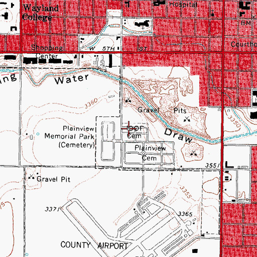 Topographic Map of Independent Order of Odd Fellows Cemetery, TX