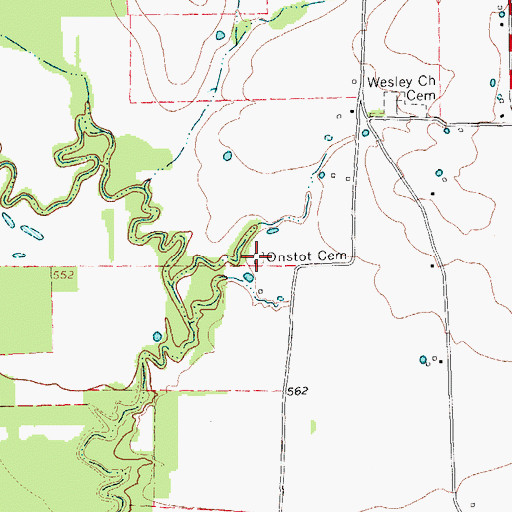 Topographic Map of Onstot Cemetery, TX