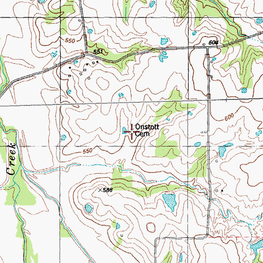 Topographic Map of Onstott Cemetery, TX