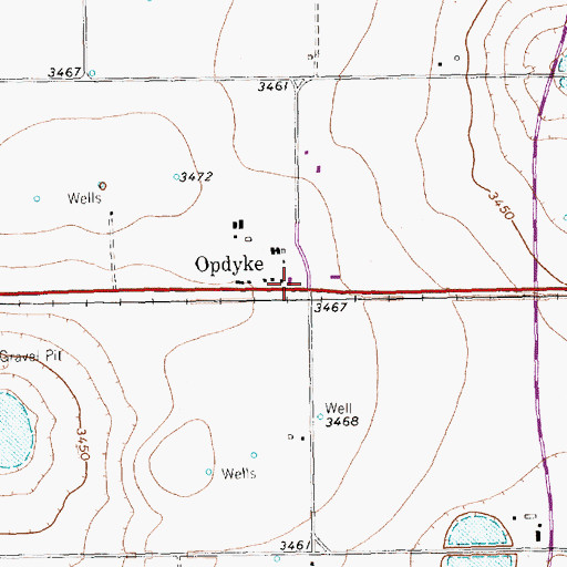 Topographic Map of Opdyke, TX