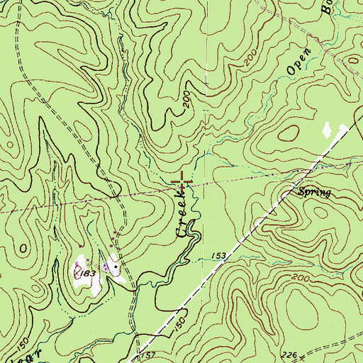 Topographic Map of Open Bottom Creek, TX