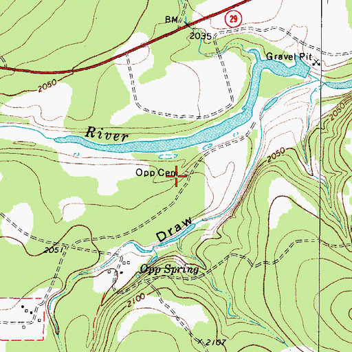 Topographic Map of Opp - Bihl Cemetery, TX