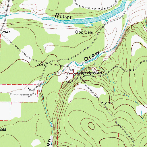 Topographic Map of Opp Spring, TX