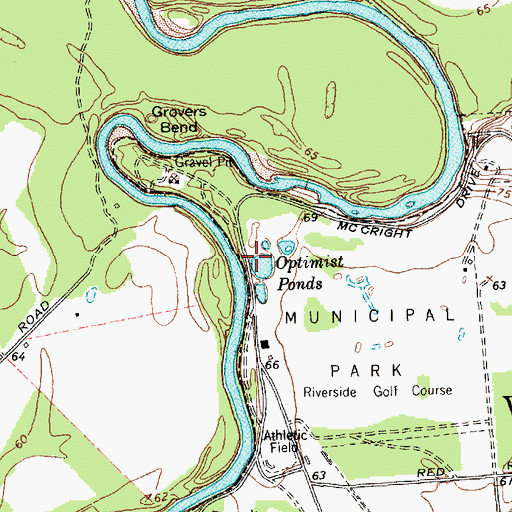Topographic Map of Optimist Ponds, TX