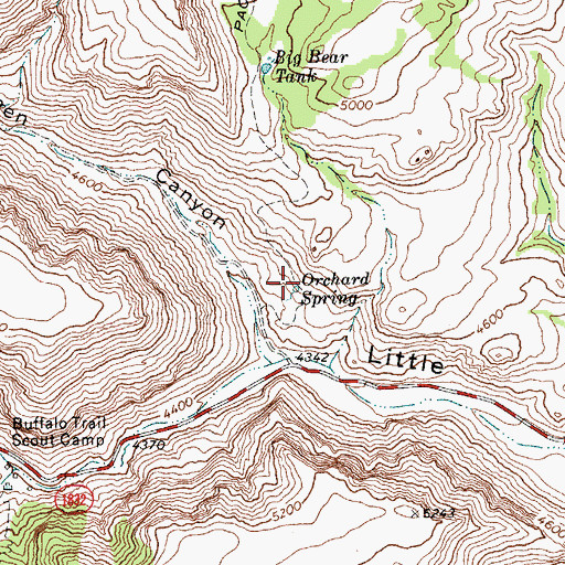 Topographic Map of Orchard Spring, TX