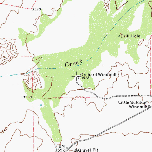 Topographic Map of Orchard Windmill, TX