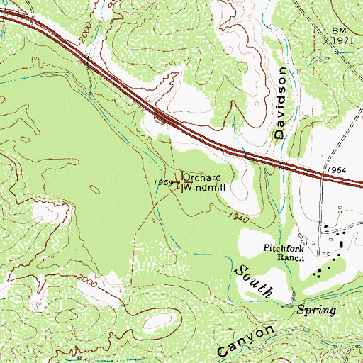 Topographic Map of Orchard Windmill, TX