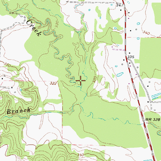 Topographic Map of Orear Branch, TX