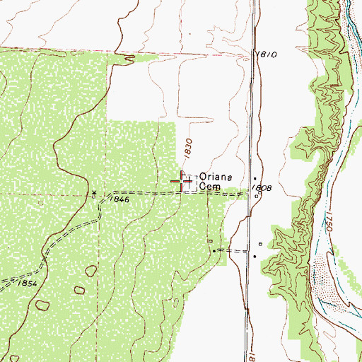 Topographic Map of Oriana Cemetery, TX