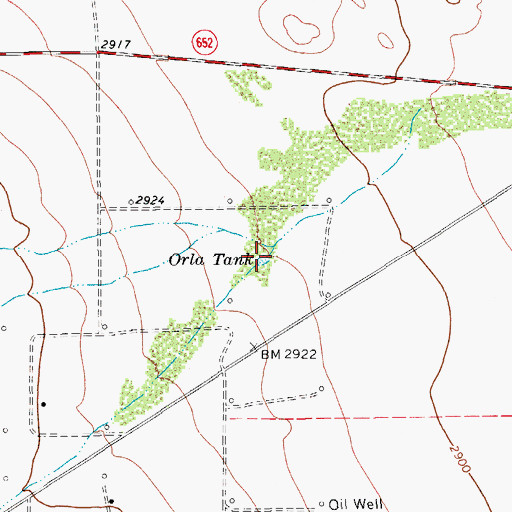 Topographic Map of Orla Tank, TX