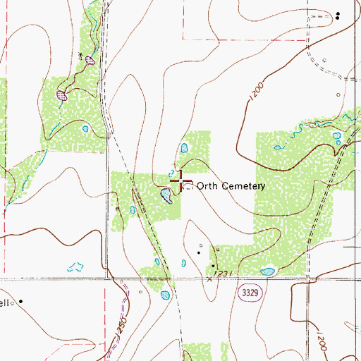 Topographic Map of Orth Cemetery, TX