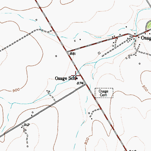Topographic Map of Osage School, TX