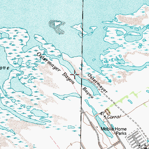 Topographic Map of Ostermayer Bayou, TX