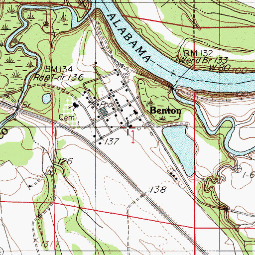 Topographic Map of Talisi (historical), AL