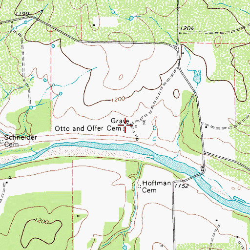 Topographic Map of Otto and Offer Cemetery, TX