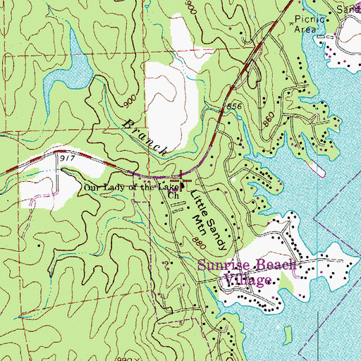Topographic Map of Our Lady of the Lake Church, TX
