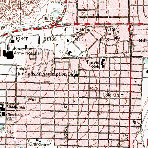 Topographic Map of Our Lady of Assumption Church, TX