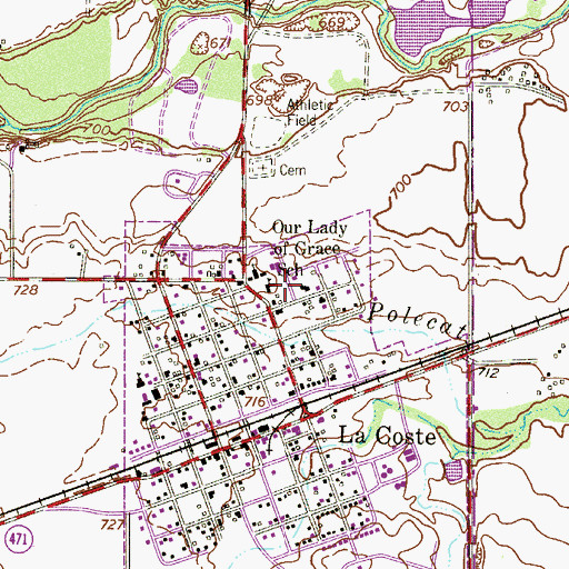 Topographic Map of Our Lady of Grace School, TX