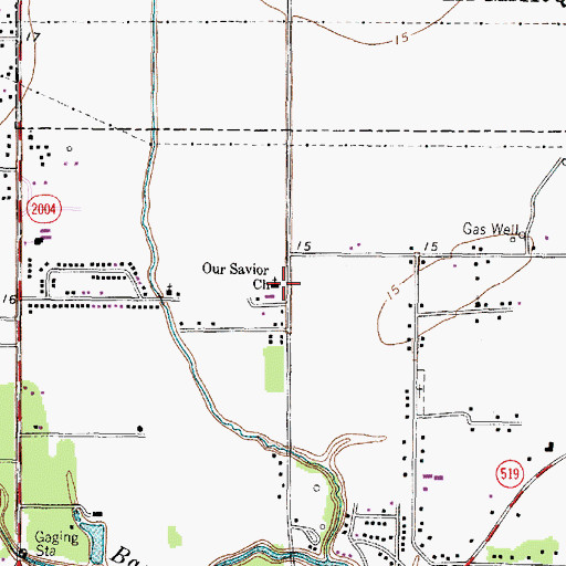 Topographic Map of Our Savior Church, TX