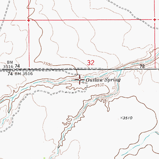 Topographic Map of Outlaw Spring, TX