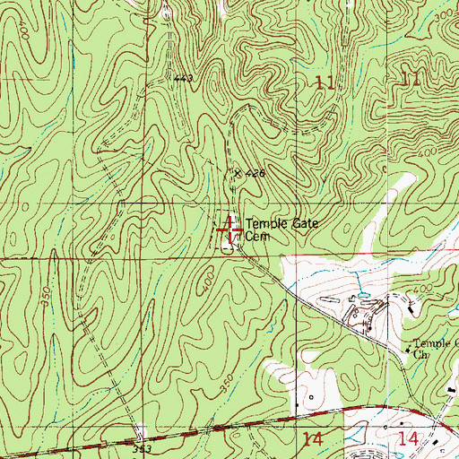 Topographic Map of Temple Gate Cemetery, AL